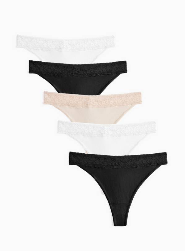 Mono & Nude Lace Thongs 5 Pack 10